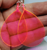 Neon Pink Flower Petals Dangle Earrings