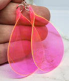 Neon Pink Flower Petals Dangle Earrings