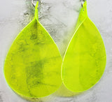 Neon Green Flower Petals Dangle Earrings
