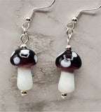 Lampwork Style Amethyst Purple Cap Mushroom Glass Bead Earrings