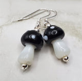 Lampwork Style Black Cap Mushroom Glass Bead Earrings