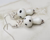 Lampwork Style White Cap Mushroom Glass Bead Earrings