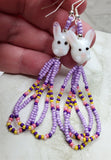 Lampwork Style Bunny Earrings with Pastel Seed Bead Dangles