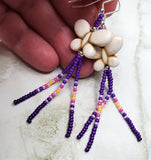 White Magnesite Butterfly Bead Earrings with Seed Bead Dangles