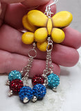 Yellow Dyed Magnesite Butterfly Bead Earrings with Pave Bead Dangles
