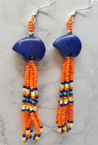 Blue Zuni Bear Magnesite Bead Earrings with Seed Bead Dangles