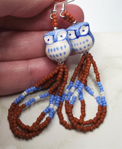 Earrings Owl Beads Safari Seed Bead Animal Stud Earrings Mexico