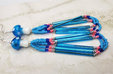 Lampwork Style Aqua Blue Cap Mushroom Glass Bead Earrings with Long Glass Seed Bead Loops