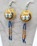 Butterfly Metal Bead Earrings with Multi Colored Seed Bead Dangles
