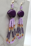 Purple Zuni Bear Dyed Magnesite Bead Earrings with Seed and Bugle Bead Dangles