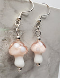 Lampwork Style Pink Cap Mushroom Glass Bead Earrings