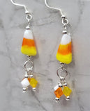 Candy Corn Lampwork Style Glass Bead Earrings with Swarovski Crystal Dangles