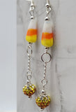 Candy Corn Lampwork Style Glass Bead Earrings with Ombre Pave Bead Dangles