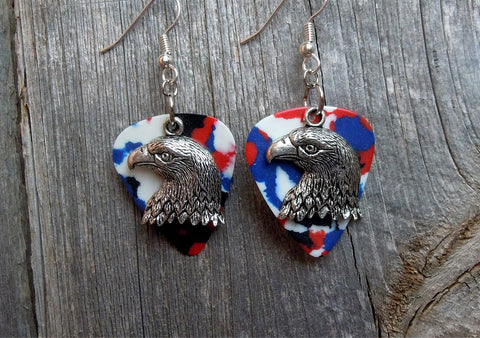 CLEARANCE Bald Eagle Head Charm Guitar Pick Earrings - Pick Your Color