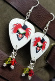 Evil Clown Guitar Pick Earrings with Swarovski Crystal Dangles