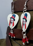 Evil Clown with Top Hat Guitar Picks with Red Swarovski Crystal Dangles