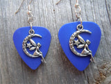 CLEARANCE Fairy on the Half Moon Charm Guitar Pick Earrings - Pick Your Color