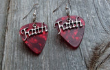 CLEARANCE Faith Text Charms Guitar Pick Earrings - Pick Your Color