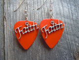 CLEARANCE Faith Text Charms Guitar Pick Earrings - Pick Your Color