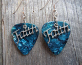 CLEARANCE Faith Text Charms Guitar Pick Earrings - Pick Your Color