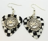 CLEARANCE Fire Dept Shield Charm Guitar Pick Earrings - Pick Your Color