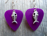 Fish Bone Charm Guitar Pick Earrings - Pick Your Color