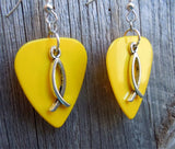 CLEARANCE Christian Fish Charm Guitar Pick Earrings - Pick Your Color