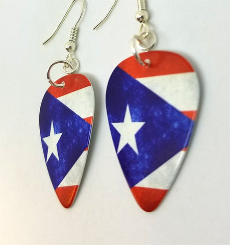 Puerto Rican Flag Guitar Pick Earrings