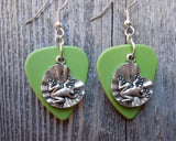 CLEARANCE Frog on a Lilypad Charm Guitar Pick Earrings - Pick Your Color