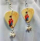 Geisha Guitar Pick Earrings with Ivory Glass Pearl Dangles