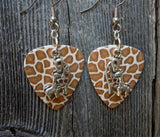 CLEARANCE Mother and Baby Giraffe Charm Guitar Pick Earrings - Pick Your Color