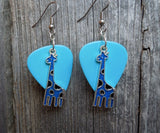 CLEARANCE Blue Giraffe Charm Guitar Pick Earrings - Pick Your Color