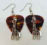 CLEARANCE Brown Giraffe Charm Guitar Pick Earrings - Pick Your Color