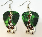 CLEARANCE Brown Giraffe Charm Guitar Pick Earrings - Pick Your Color