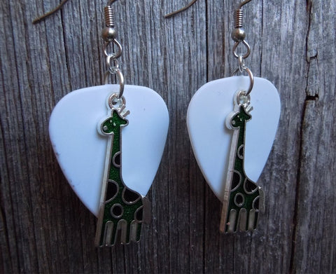 CLEARANCE Green Giraffe Charm Guitar Pick Earrings - Pick Your Color