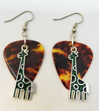 CLEARANCE Green Giraffe Charm Guitar Pick Earrings - Pick Your Color