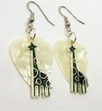 CLEARANCE Green Giraffe Charm Guitar Pick Earrings - Pick Your Color