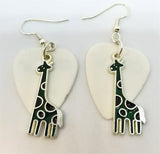 CLEARANCE Green Giraffe Charm Guitar Pick Earrings - Pick Your Color