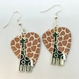 CLEARANCE Green Giraffe Charm Guitar Pick Earrings - Pick Your Color