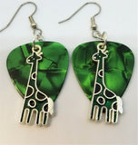 CLEARANCE Green Giraffe Charm Guitar Pick Earrings - Pick Your Color