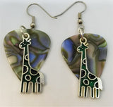 CLEARANCE Green Giraffe Charm Guitar Pick Earrings - Pick Your Color