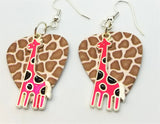 CLEARANCE Pink Giraffe Charm Guitar Pick Earrings - Pick Your Color