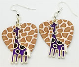 CLEARANCE Purple Giraffe Charm Guitar Pick Earrings - Pick Your Color