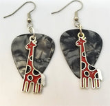 CLEARANCE Red Giraffe Charm Guitar Pick Earrings - Pick Your Color