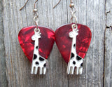 CLEARANCE White Giraffe Charm Guitar Pick Earrings - Pick Your Color