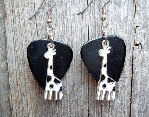 CLEARANCE White Giraffe Charm Guitar Pick Earrings - Pick Your Color
