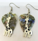 CLEARANCE White Giraffe Charm Guitar Pick Earrings - Pick Your Color