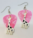 CLEARANCE White Giraffe Charm Guitar Pick Earrings - Pick Your Color