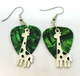 CLEARANCE White Giraffe Charm Guitar Pick Earrings - Pick Your Color