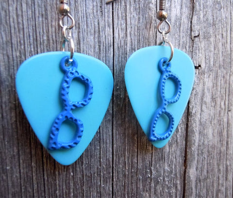 CLEARANCE Blue Glasses Charms Guitar Pick Earrings - Pick Your Color